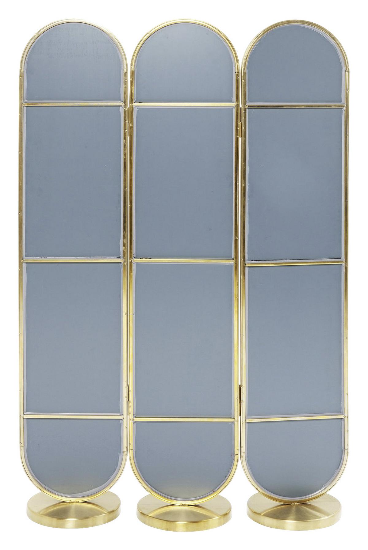 Paravent Curve / Swing -Trend- - Goldfarben, Trend, Glas/Metall (106/166/31cm) - Kare-Design