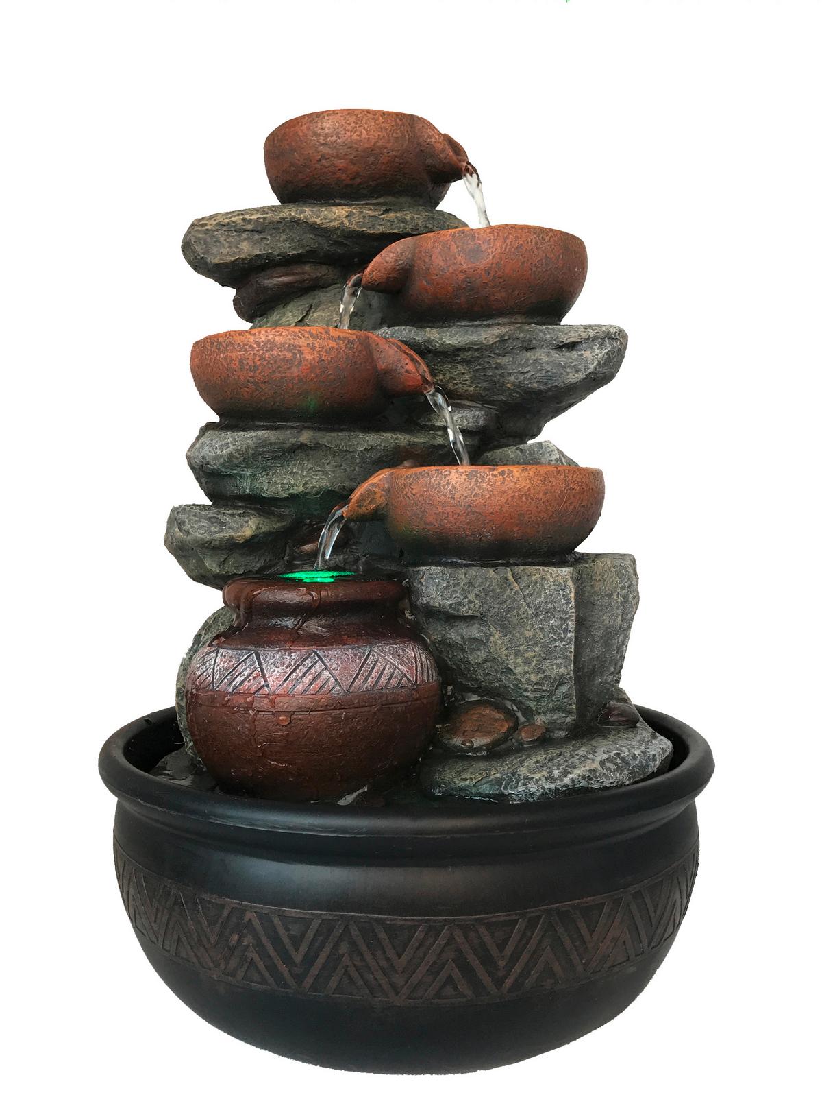 Zimmerbrunnen Fontana 5 Becken H: 40 Cm Mit Pumpe - Schwarz/Grau, Basics, Kunststoff (25/40cm) - Globo