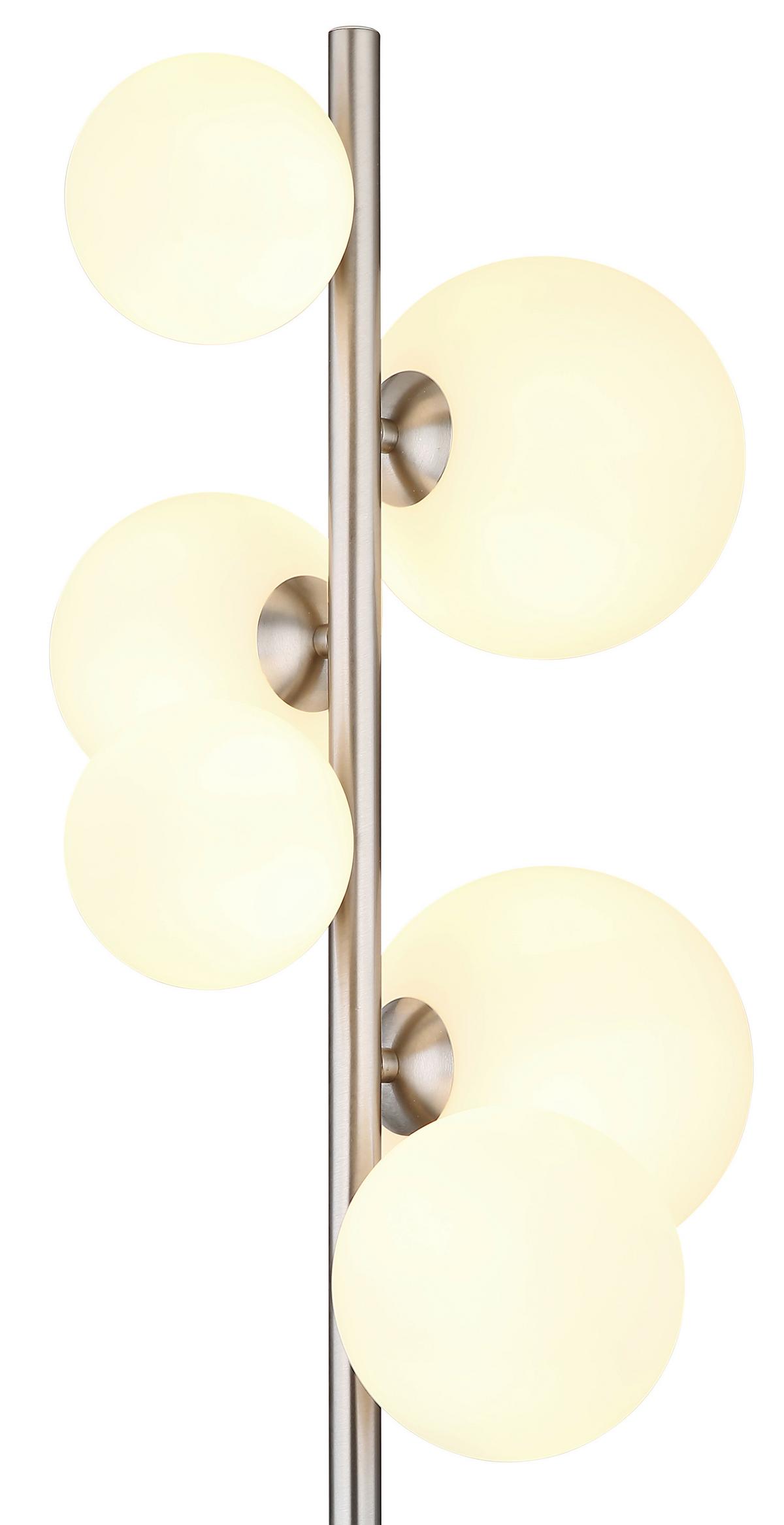 LED-Stehleuchte 56140-6s - Opal/Schwarz, KONVENTIONELL, Glas/Kunststoff (29,5/28/155cm) - Globo