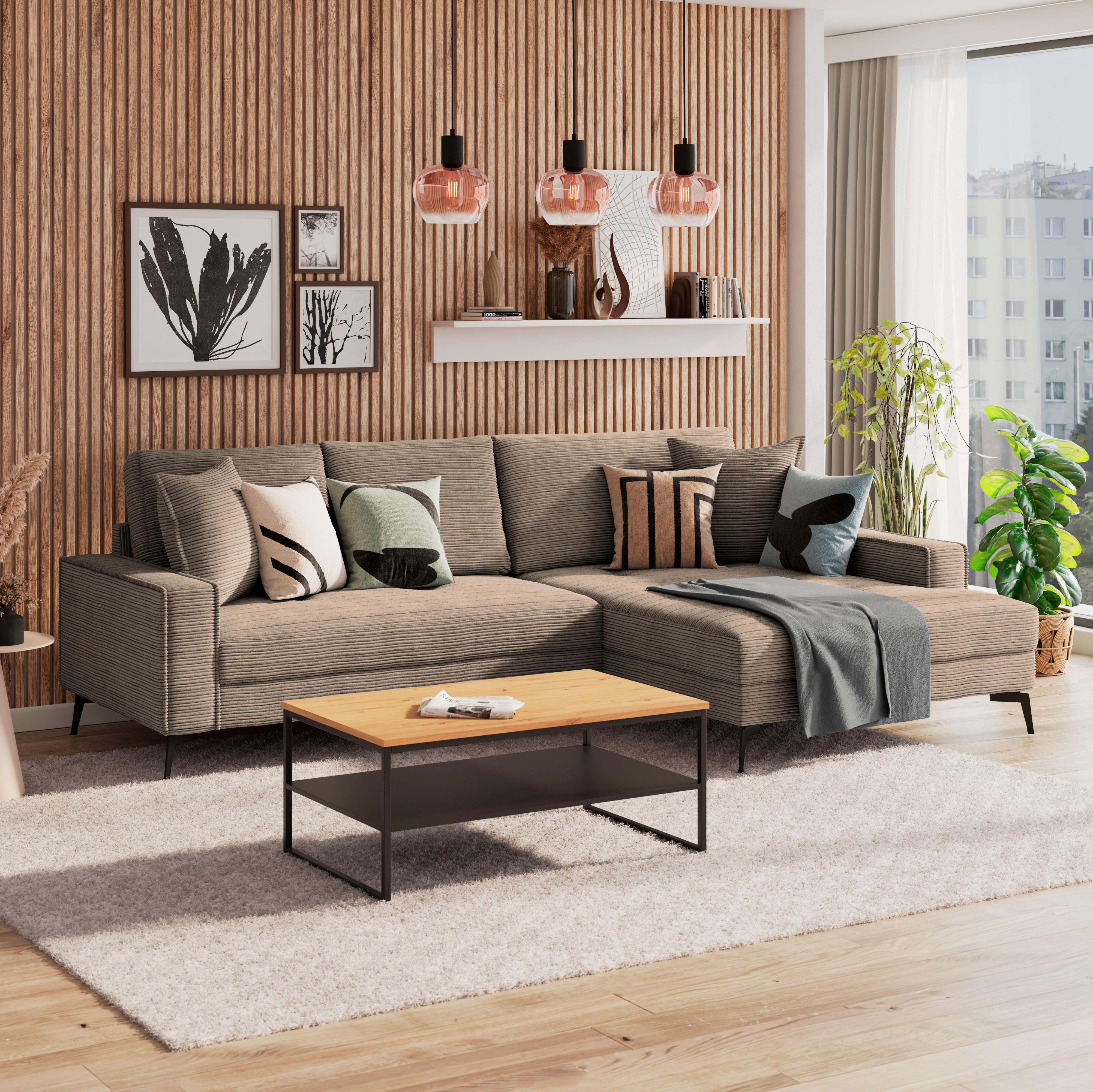 Ecksofa Zero Braun 286x173 cm - Schwarz/Braun, Trend, Textil (286/173cm)