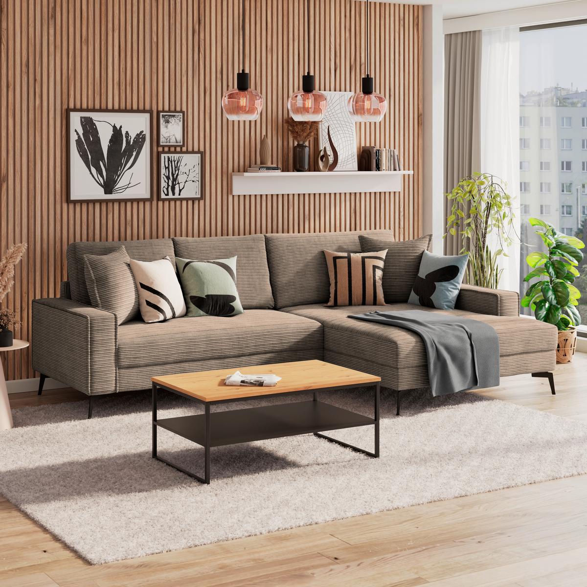 Ecksofa Zero Braun 286x173 cm - Schwarz/Braun, Trend, Textil (286/173cm)
