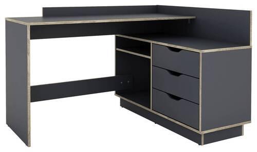 Eckschreibtisch Belfast Anthrazit B: 105 Cm - Eichefarben/Anthrazit, LIFESTYLE, Holzwerkstoff (129/105/84cm) - MID.YOU
