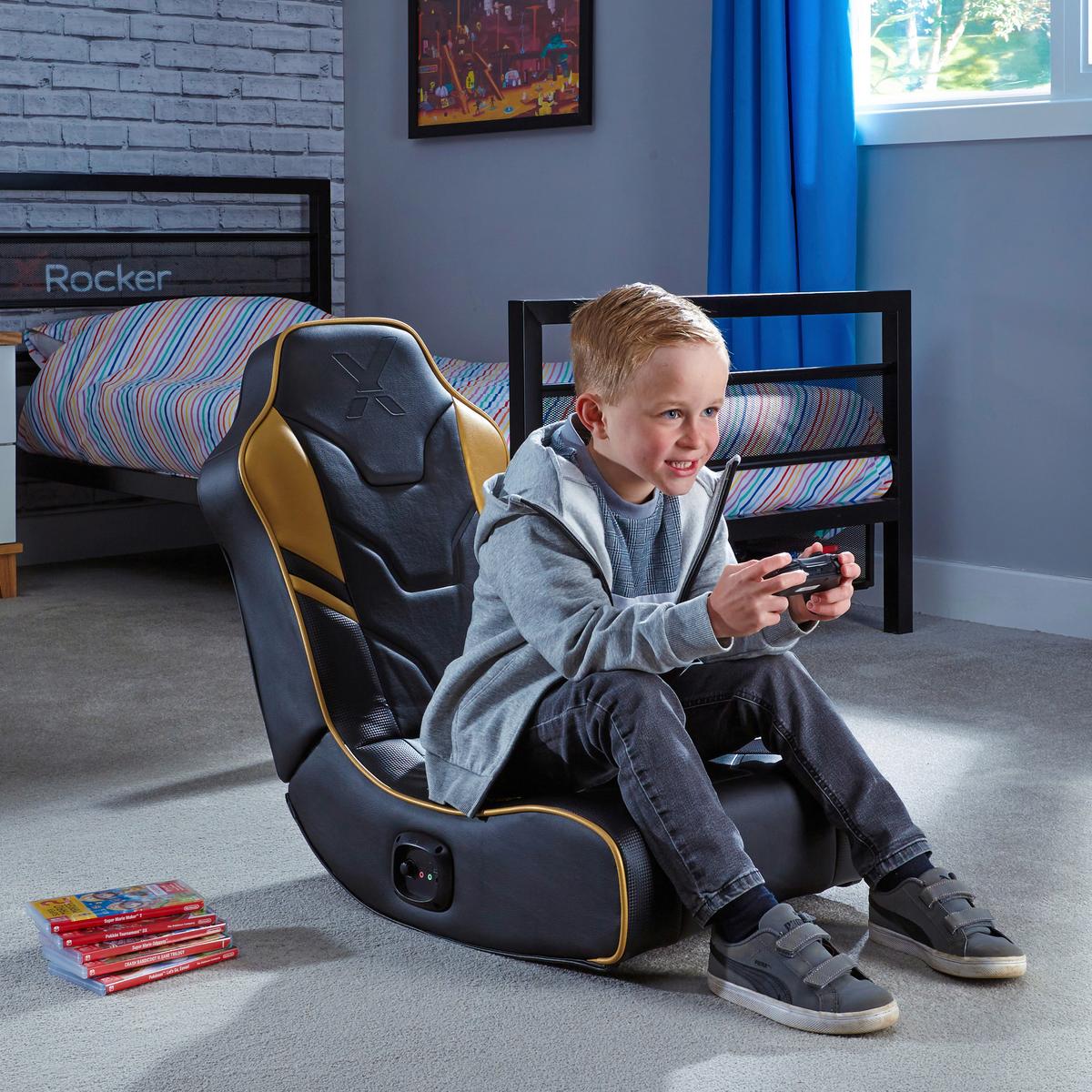 Gamingsessel Shadow 2.0 - Goldfarben/Schwarz, MODERN, Textil (42/64/75cm) - X Rocker