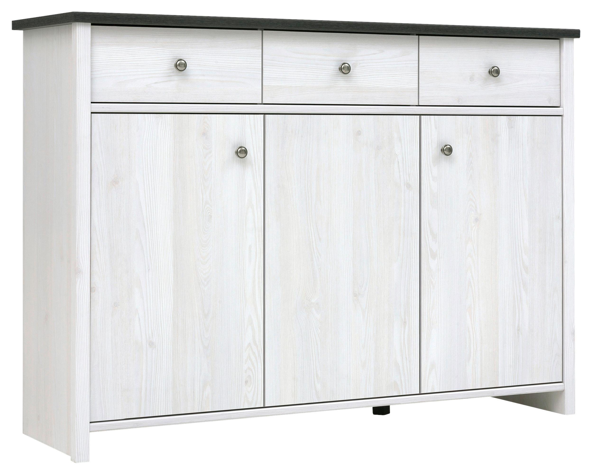 Kommode Porto Chest Of Drawers - Lärchefarben/Schwarz, Design, Holzwerkstoff (128,5/94/40cm)
