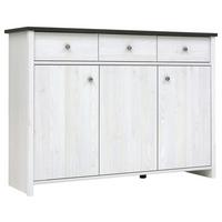 Kommode Porto Chest Of Drawers - Lärchefarben/Schwarz, Design, Holzwerkstoff (128,5/94/40cm)