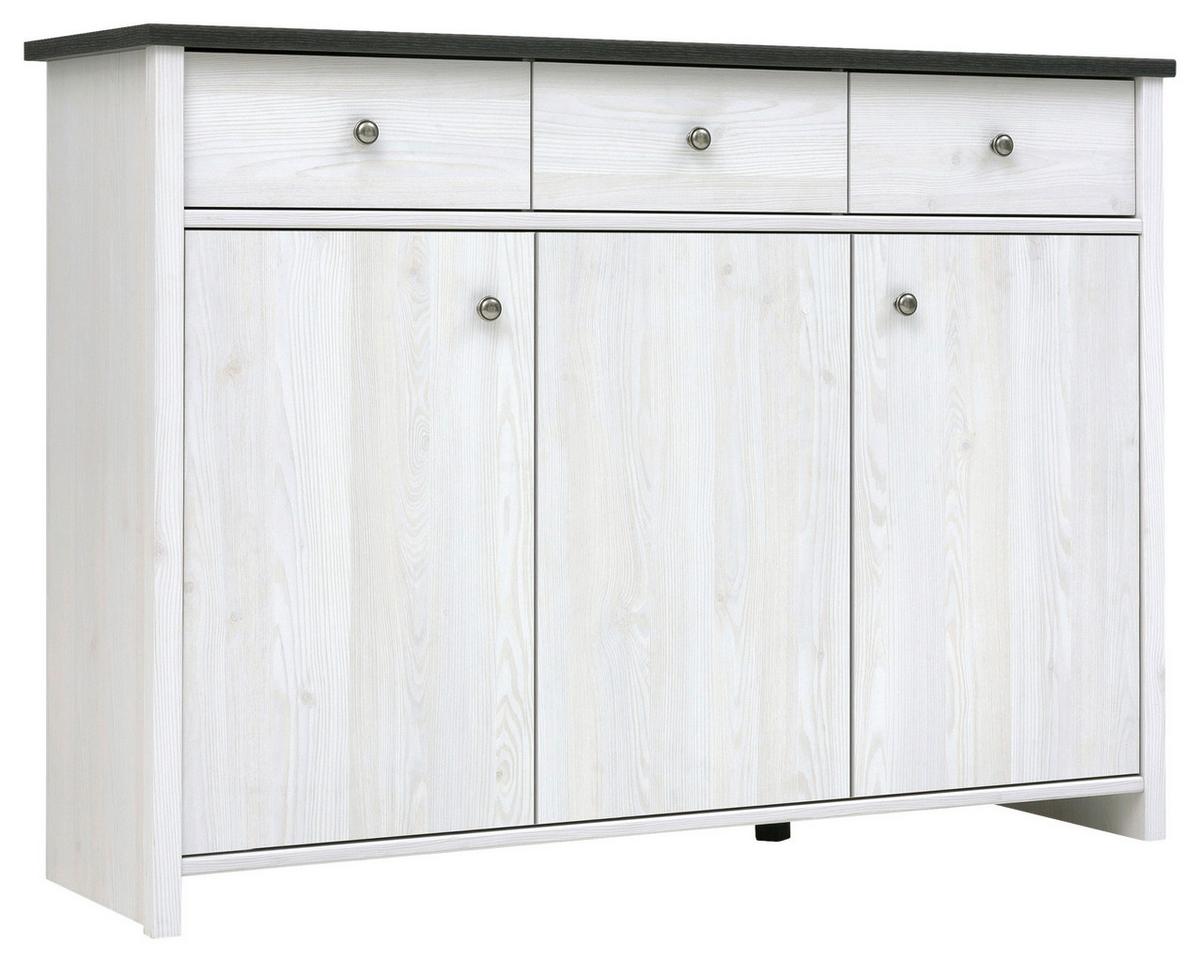 Kommode Porto Chest Of Drawers - Lärchefarben/Schwarz, Design, Holzwerkstoff (128,5/94/40cm)
