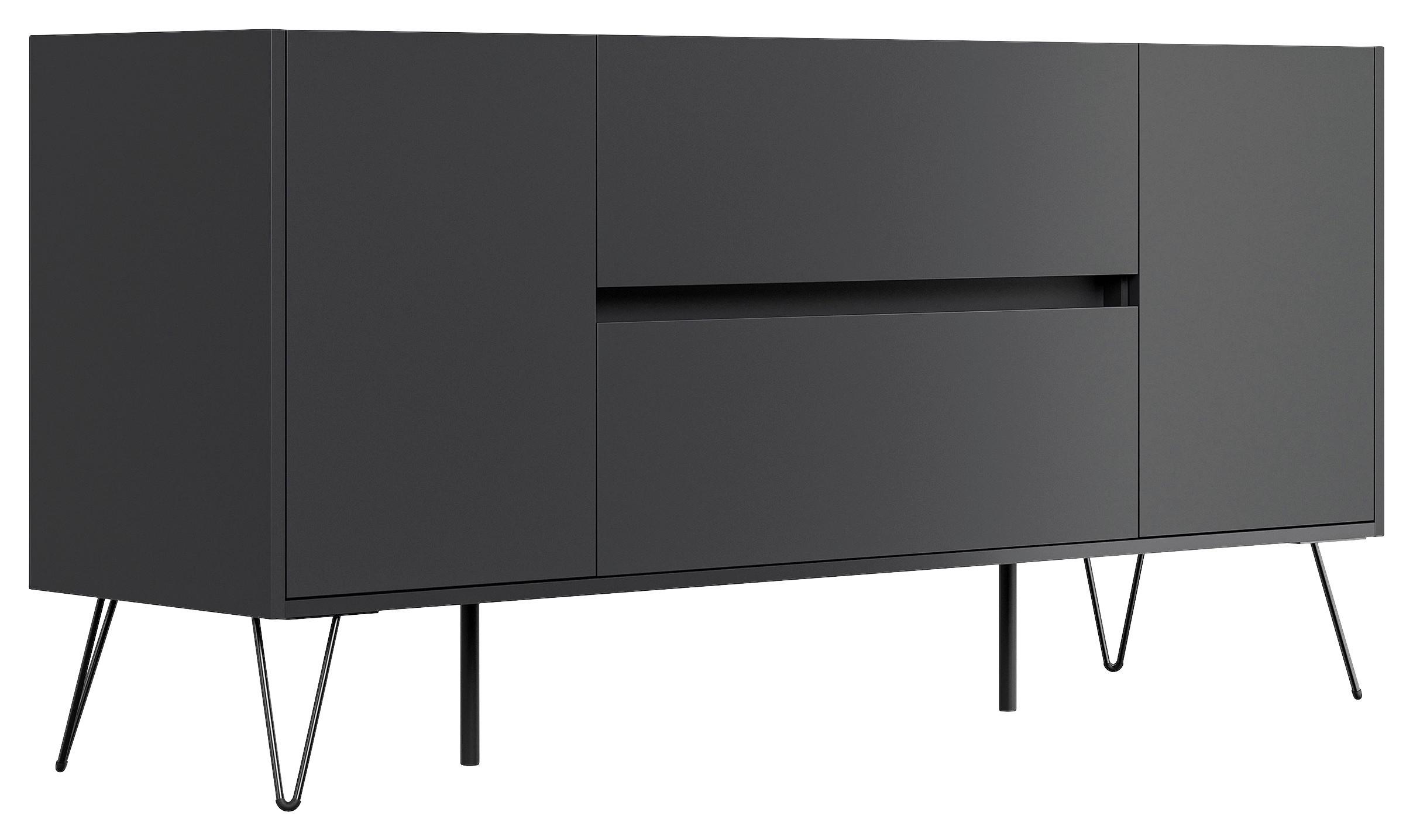 Sideboard Posseik Industrial Graphitfarben B: 155 cm - Schwarz/Graphitfarben, Design, Holzwerkstoff (155/75,8/42cm) - P & B