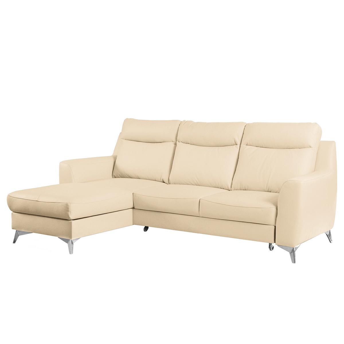 Ecksofa Gio Beige S: 236x168 Cm - Chromfarben/Beige, Design, Leder/Textil (236/168cm) - Livetastic