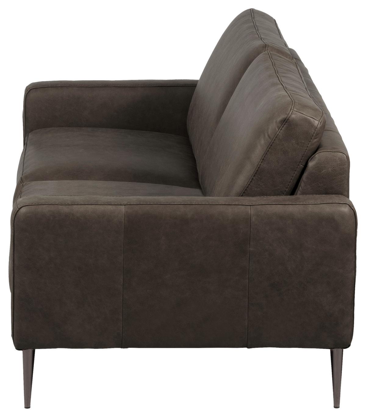 3-Sitzer-Sofa Spring, Fango B: - Fango/Schwarzchrom, Design, Leder (187/85/92cm) - Livetastic