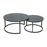 COUCHTISCHSET Luis Schwarz D: 80/60 cm - Schwarz, Design, Stein/Metall (80-60/80-60/41-37cm) - Livetastic