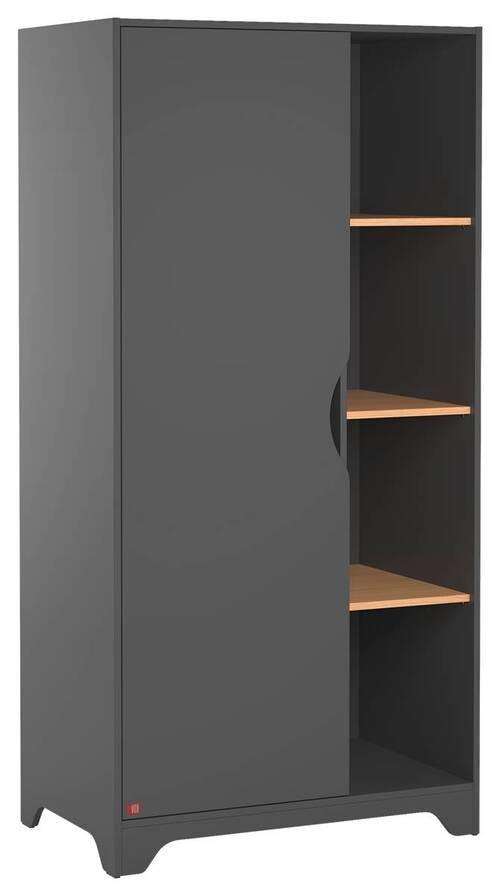 Kinderkleiderschrank Leaf - Graphitfarben, MODERN, Holzwerkstoff (88,5/179,5/52cm) - MID.YOU