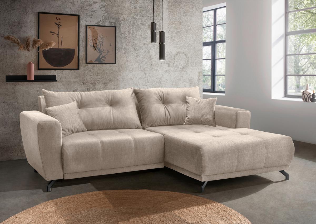 Ecksofa Restato, Creme S: 246x177 cm - Creme/Schwarz, MODERN, Textil (246/177cm) - MID.YOU