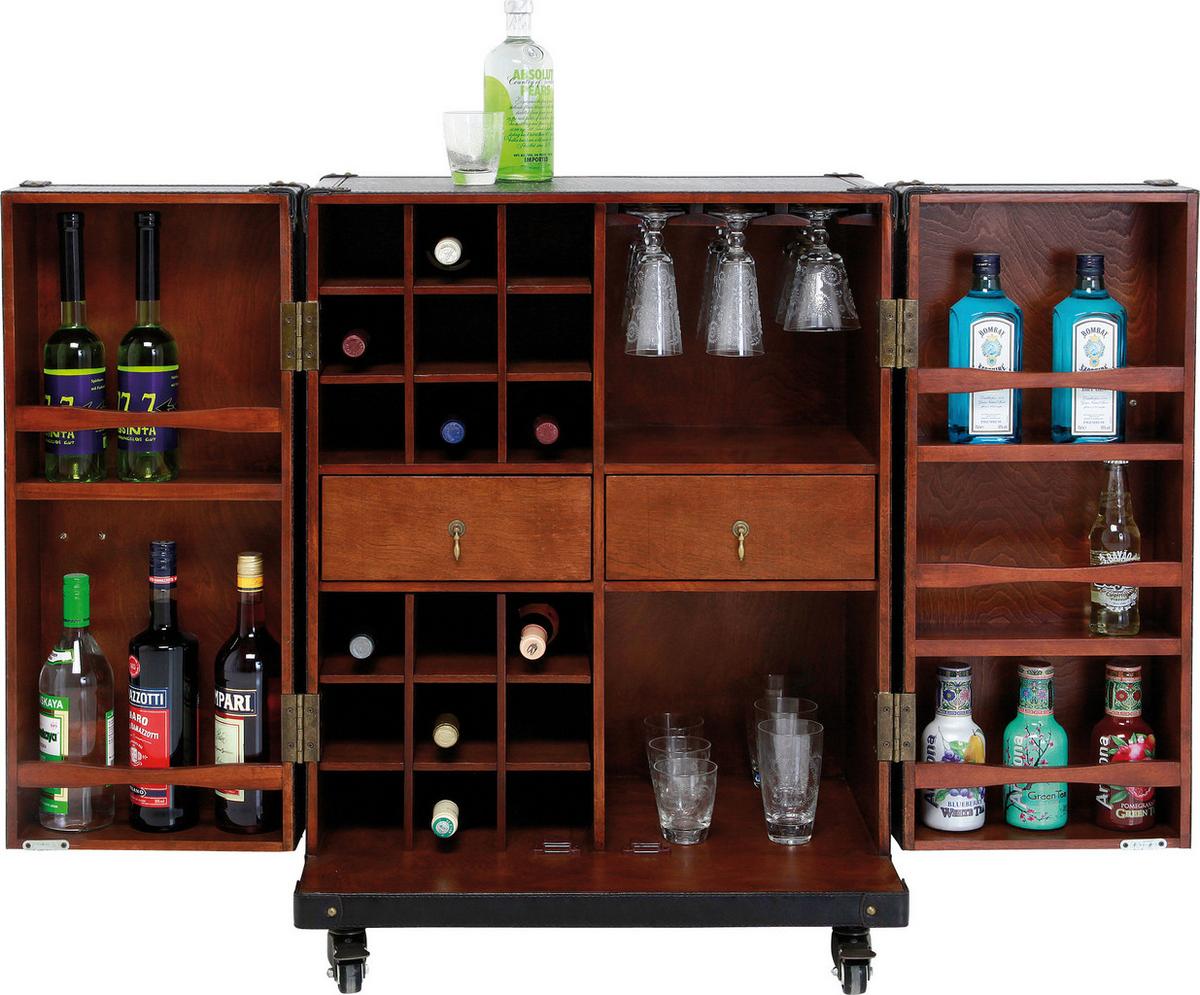 Barschrank Globetrotter - Schwarz/Braun, Trend, Holzwerkstoff/Kunststoff (66/83/44,5cm) - Kare-Design