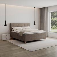Boxspringová posteľ MONZA 180x200, hnedá - hnedá/farba duba, Modern, drevo/textil (180/200cm) - Bessagi Home