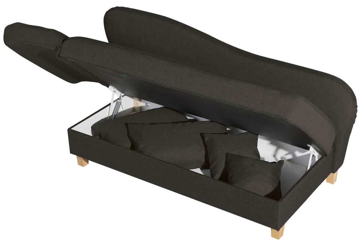 Recamiere Selma Braun Links Mit Bettkasten+schlaffunktion - Dunkelbraun/Buchefarben, Design, Textil (190/88/82cm) - Max Winzer