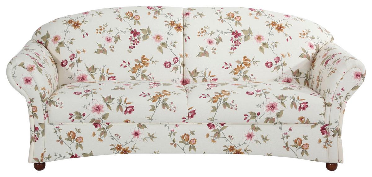 3-sitzer-sofa Corona Rot/weiß, Blumen Design - Rot/Nussbaumfarben, Design, Textil (202/85/81cm) - Max Winzer
