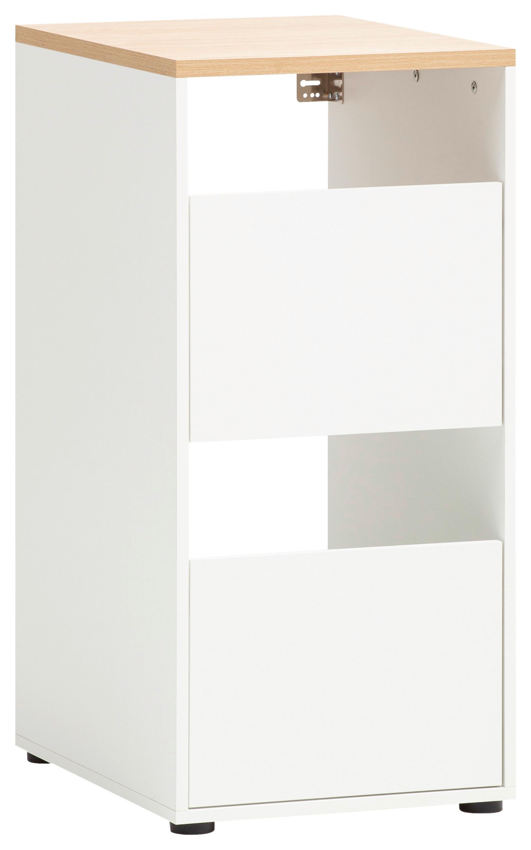 Mehrzweckschrank Weiß/eichefarben B: 45,1 Cm - Eichefarben/Schwarz, MODERN, Holzwerkstoff (45,1/95,8/60cm) - MID.YOU