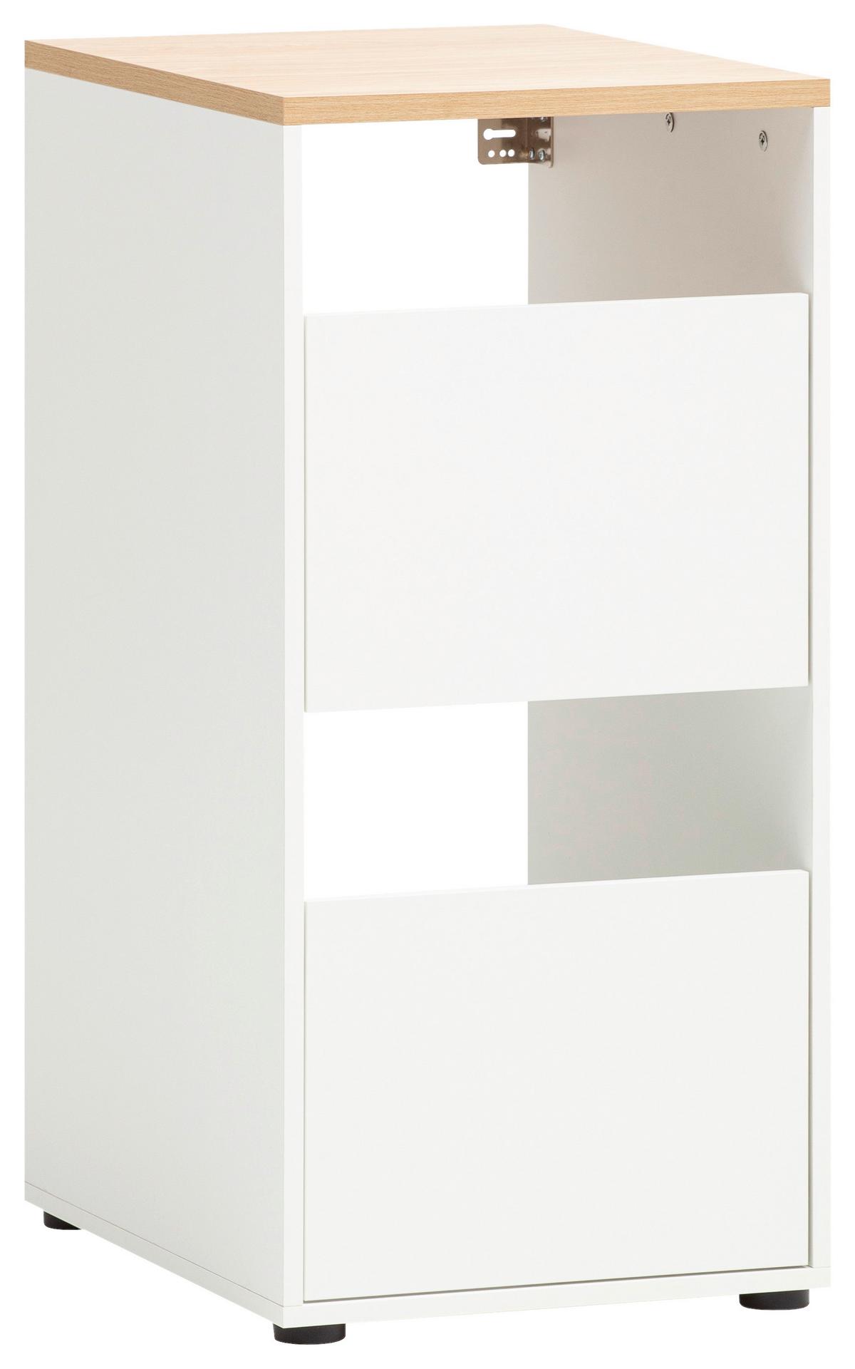 Mehrzweckschrank Weiß/eichefarben B: 45,1 Cm - Eichefarben/Schwarz, MODERN, Holzwerkstoff (45,1/95,8/60cm) - MID.YOU