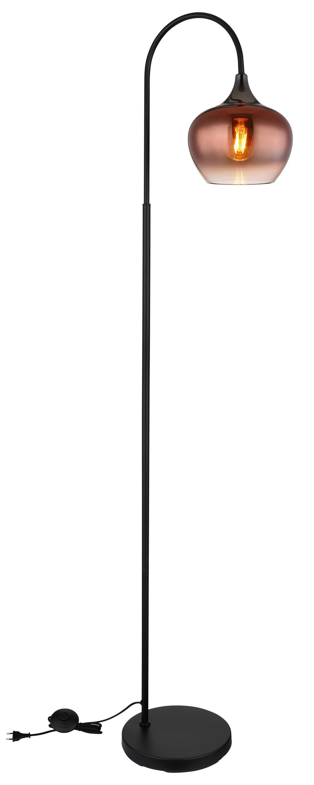 Stehleuchte Exkl. 1xe27 40w - Klar/Schwarzchrom, Basics, Glas/Textil (39/25/150cm) - Globo