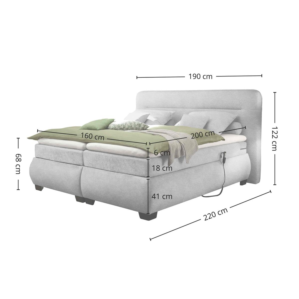 Boxspringbett Mit Topper Verstellbar, 160x200 Evolution - Schlammfarben/Schwarz, KONVENTIONELL, Textil (160/200cm) - MID.YOU