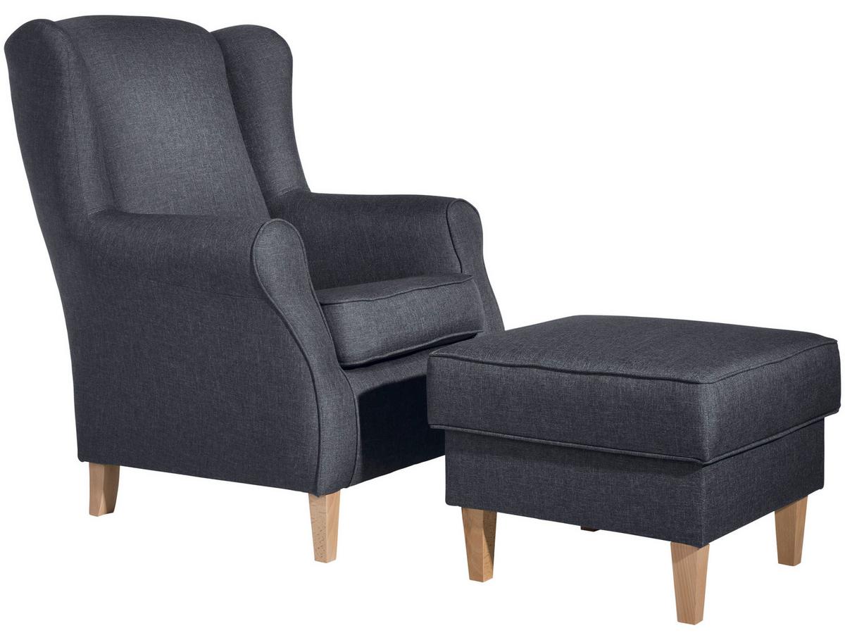 Ohrensessel Lorris - Buchefarben/Blaugrau, Design, Textil (77/103/86cm) - Max Winzer