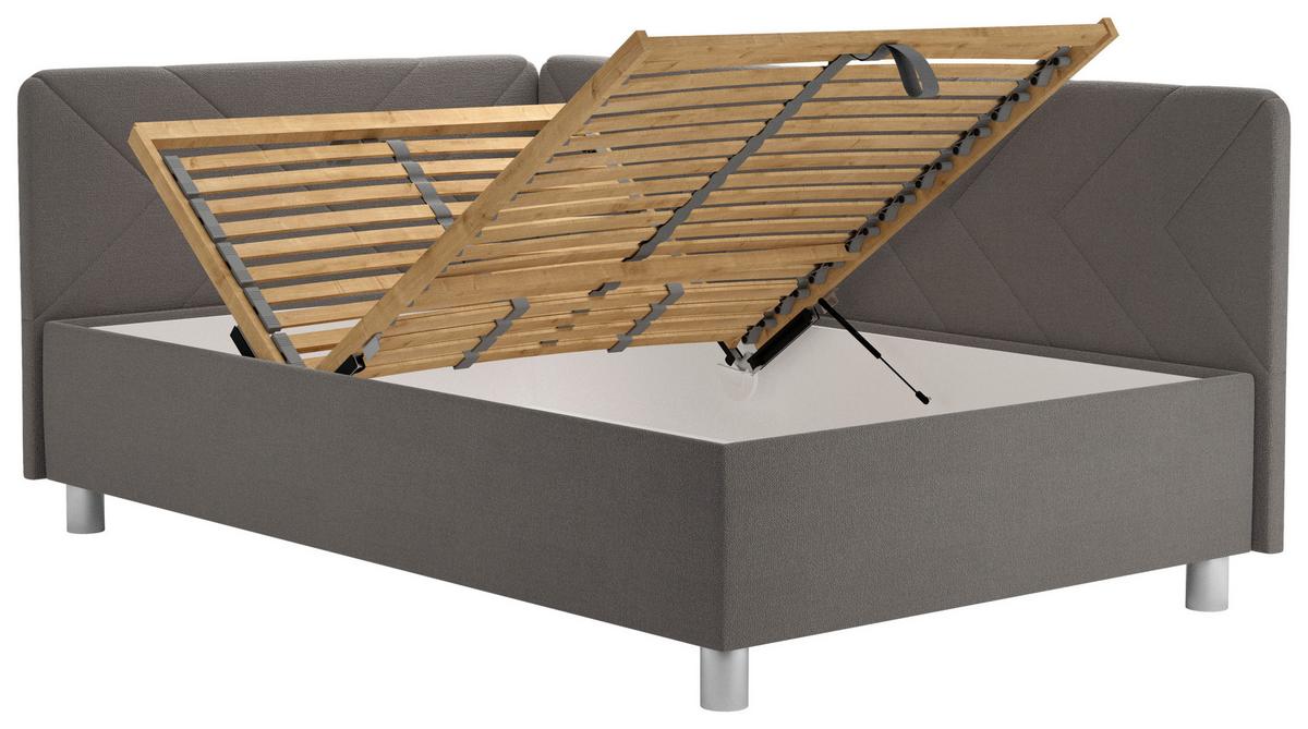 ČALOUNĚNÁ POSTEL FLAVIA - barvy stříbra/hnědá, Moderní, kompozitní dřevo/textil (140/200cm)