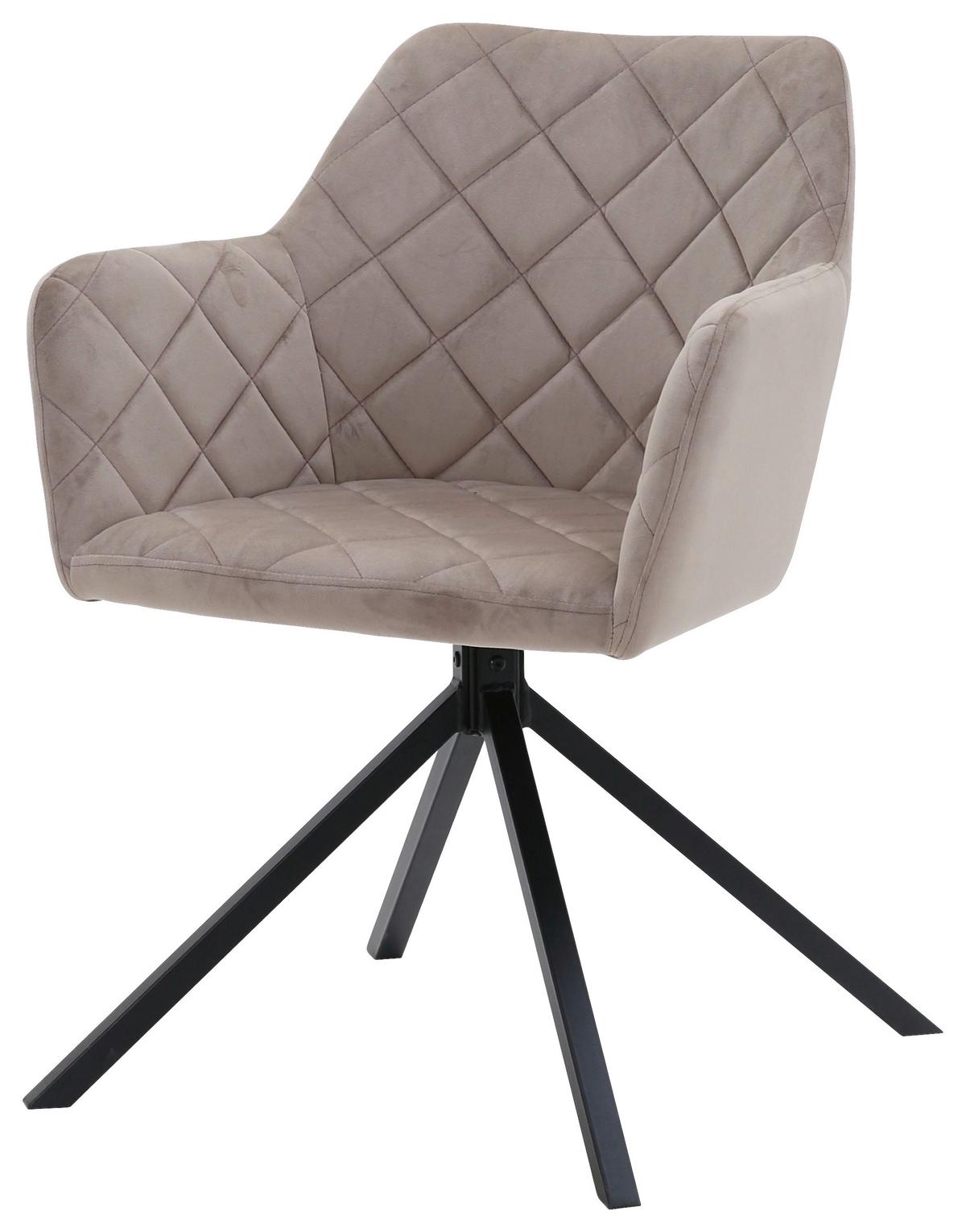 Stuhl Patti Beige, Sitzfl. 360° drehbar - Beige/Schwarz, KONVENTIONELL, Textil/Metall (58/81/54cm)