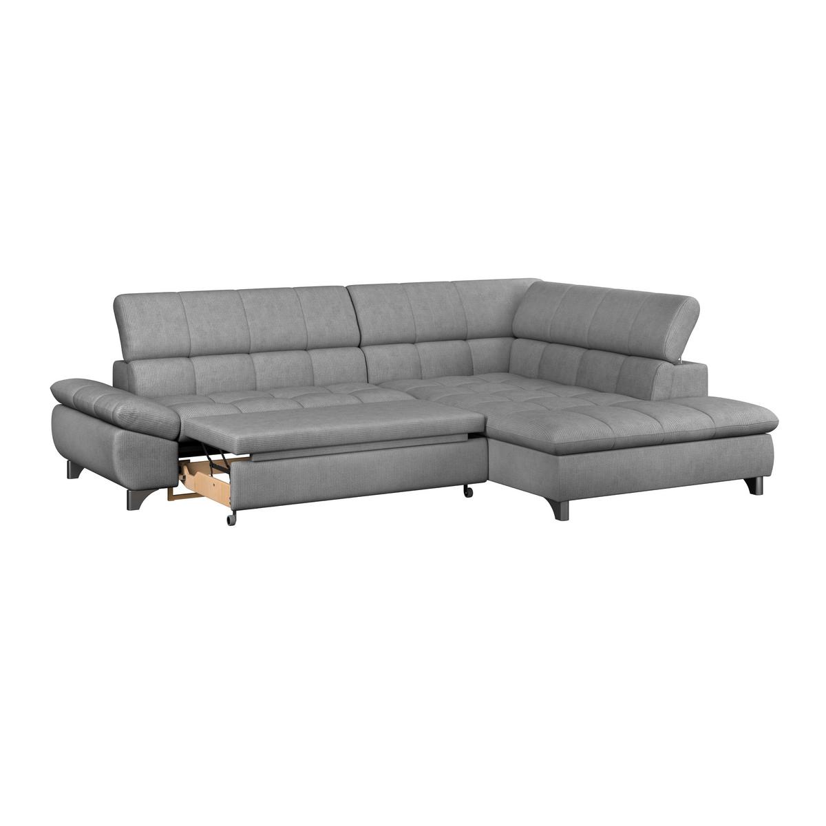 Ecksofa Mit Schlaffunktion Gemini Dunkelgrau 312x234 Cm - Chromfarben/Dunkelgrau, KONVENTIONELL, Textil (312/234cm)