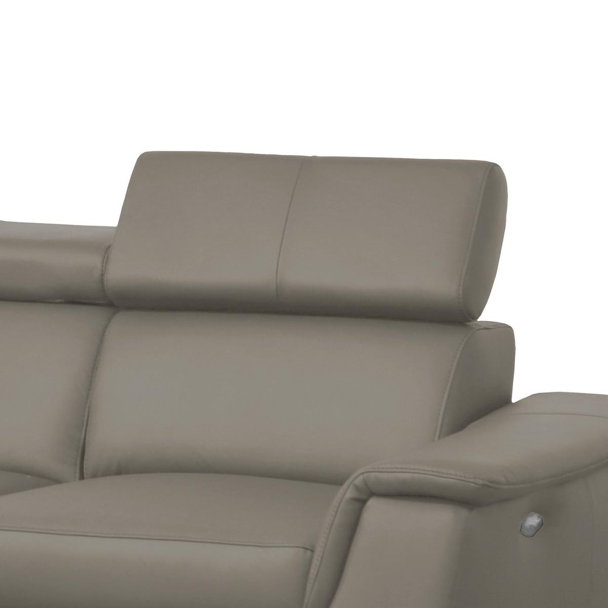 Ecksofa Lince Teilleder Schlammfarben 197x257 - Chromfarben/Schlammfarben, Design, Leder/Textil (197/257cm) - Livetastic