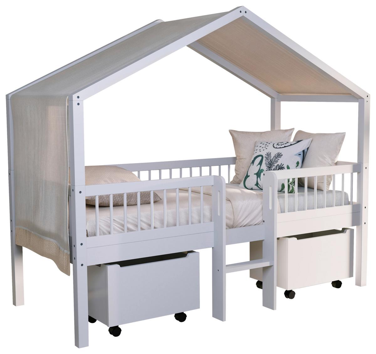 HAUSBETT Forrest Weiß 90x200cm - Weiß/Naturfarben, MODERN, Holz (90/200cm) - Vipack