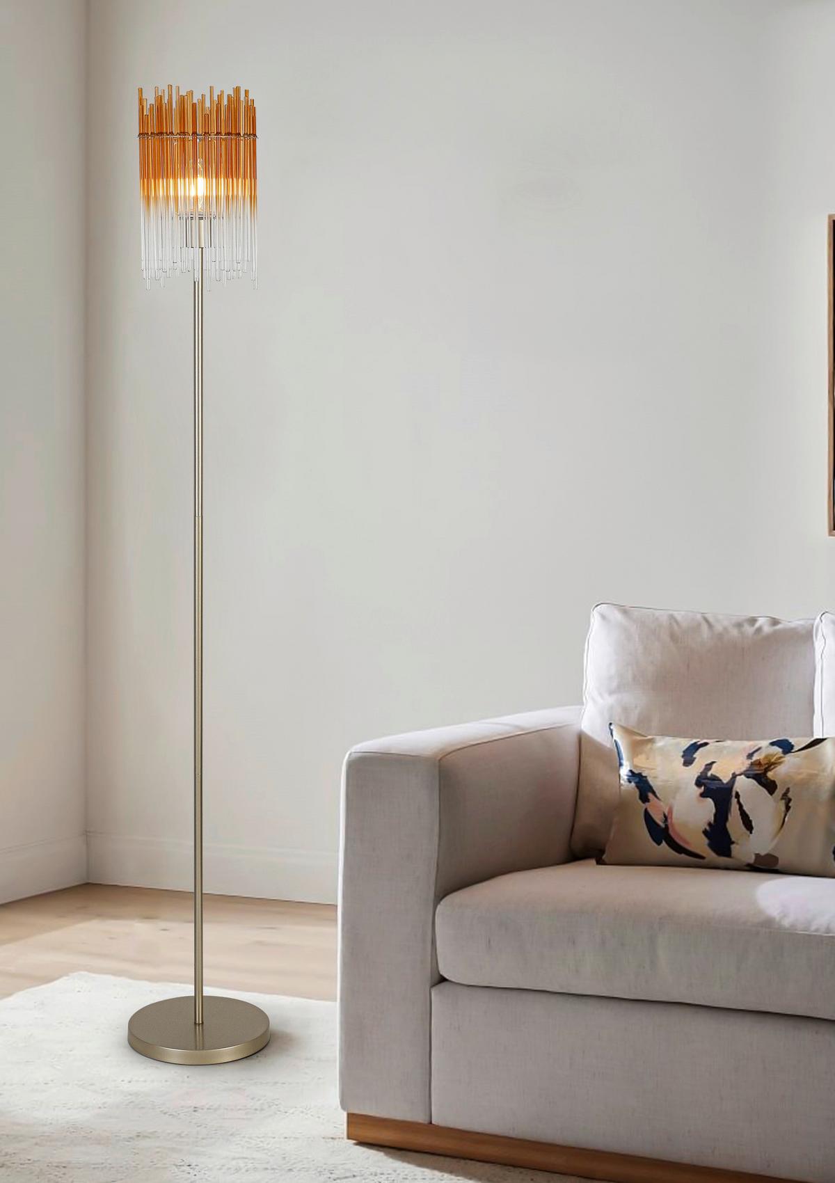 STOJACÍ LAMPA STAB - jantarové barvy/průhledné, Moderní, kov/plast (25l)