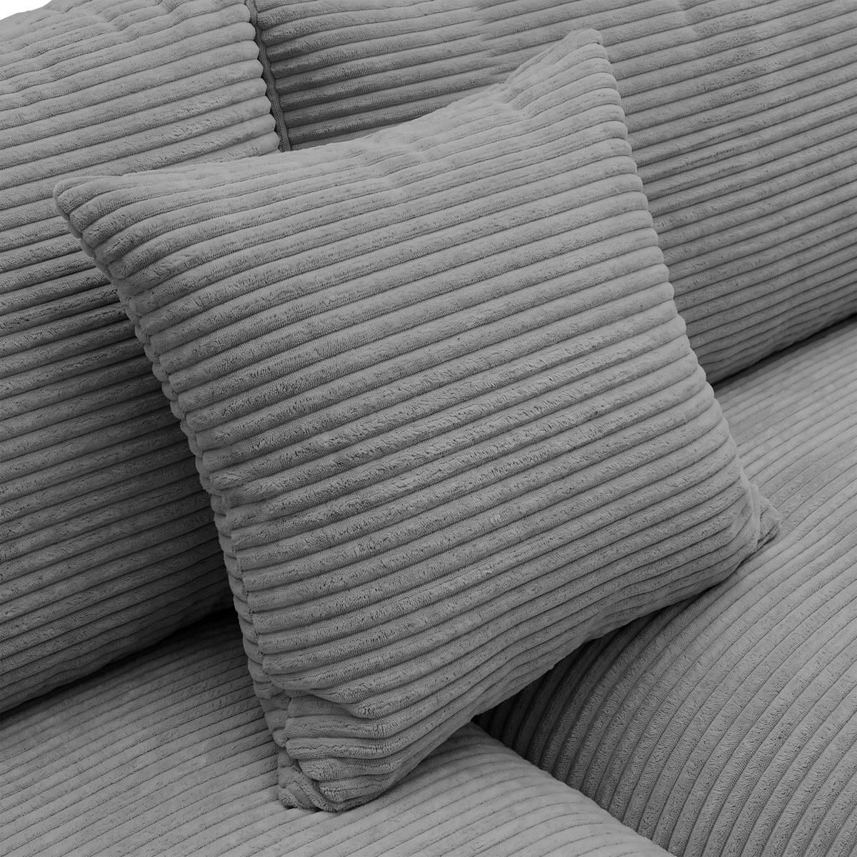 Rohová sedačka PEDRO, pravá, šedý manšestr - šedá/černá, Moderní, textil/plast (300/190cm) - Mömax