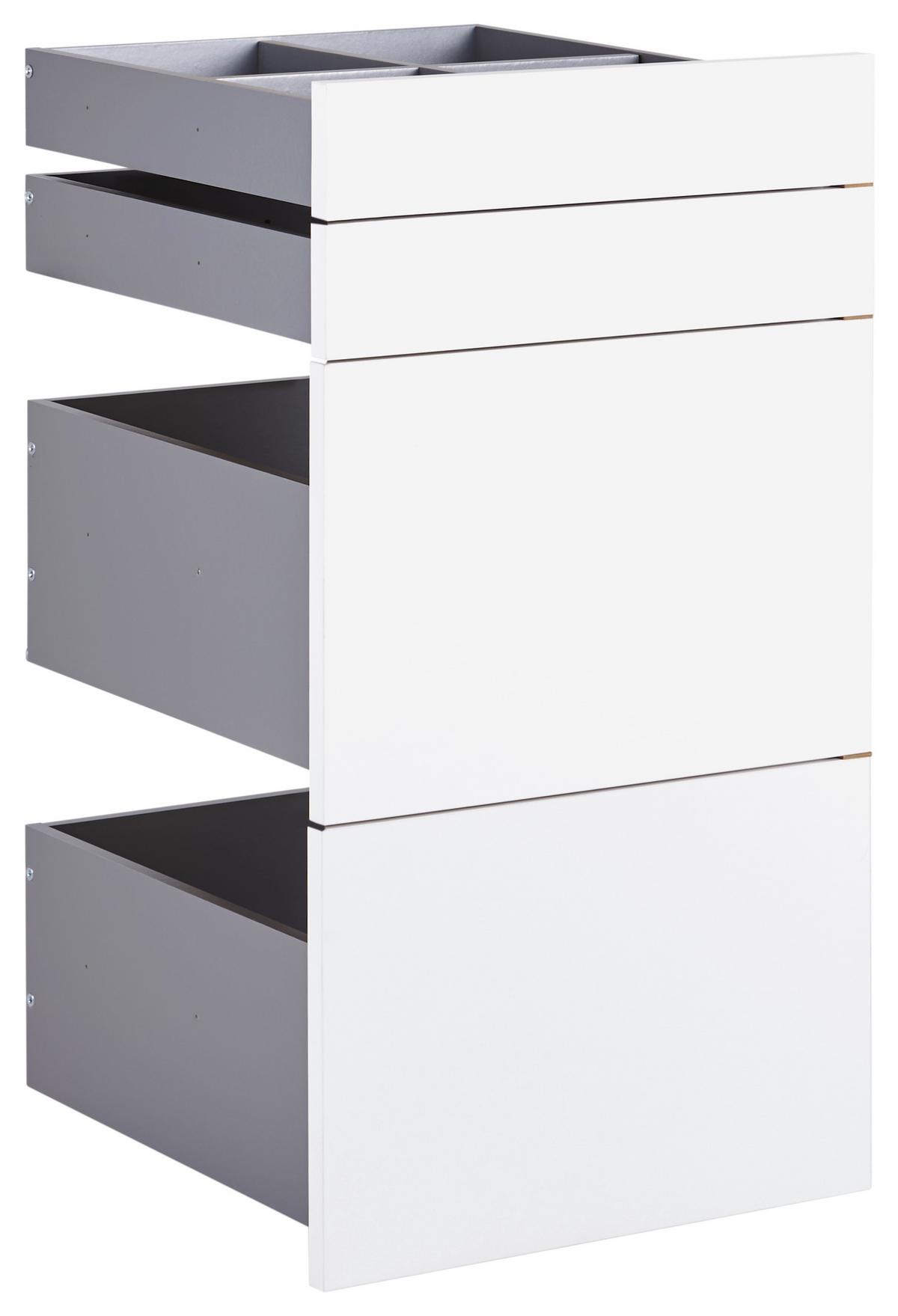 Schubladeneinsatz Unit Weiß B: 45,3 cm 4 Fächer - Weiß, MODERN, Holzwerkstoff (45,3/83/47cm) - Ondega