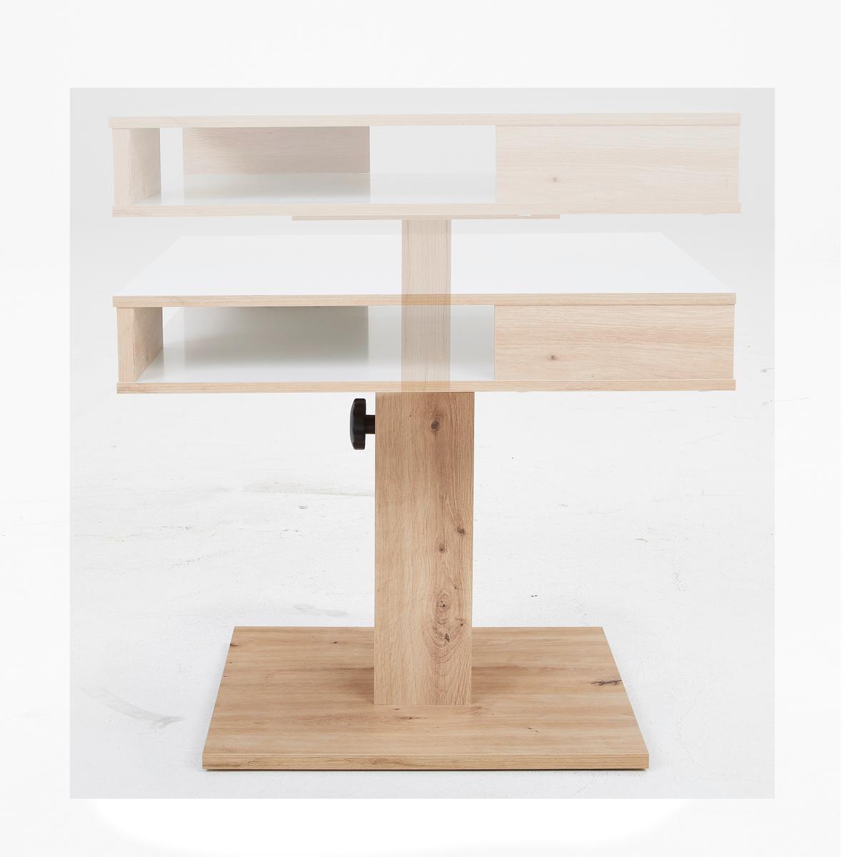 Couchtisch höhenverstellbar Belcanto Weiß/Wildeiche Dekor - Wildeiche/Weiß, Basics, Holzwerkstoff (65/52-77/65cm) - P & B