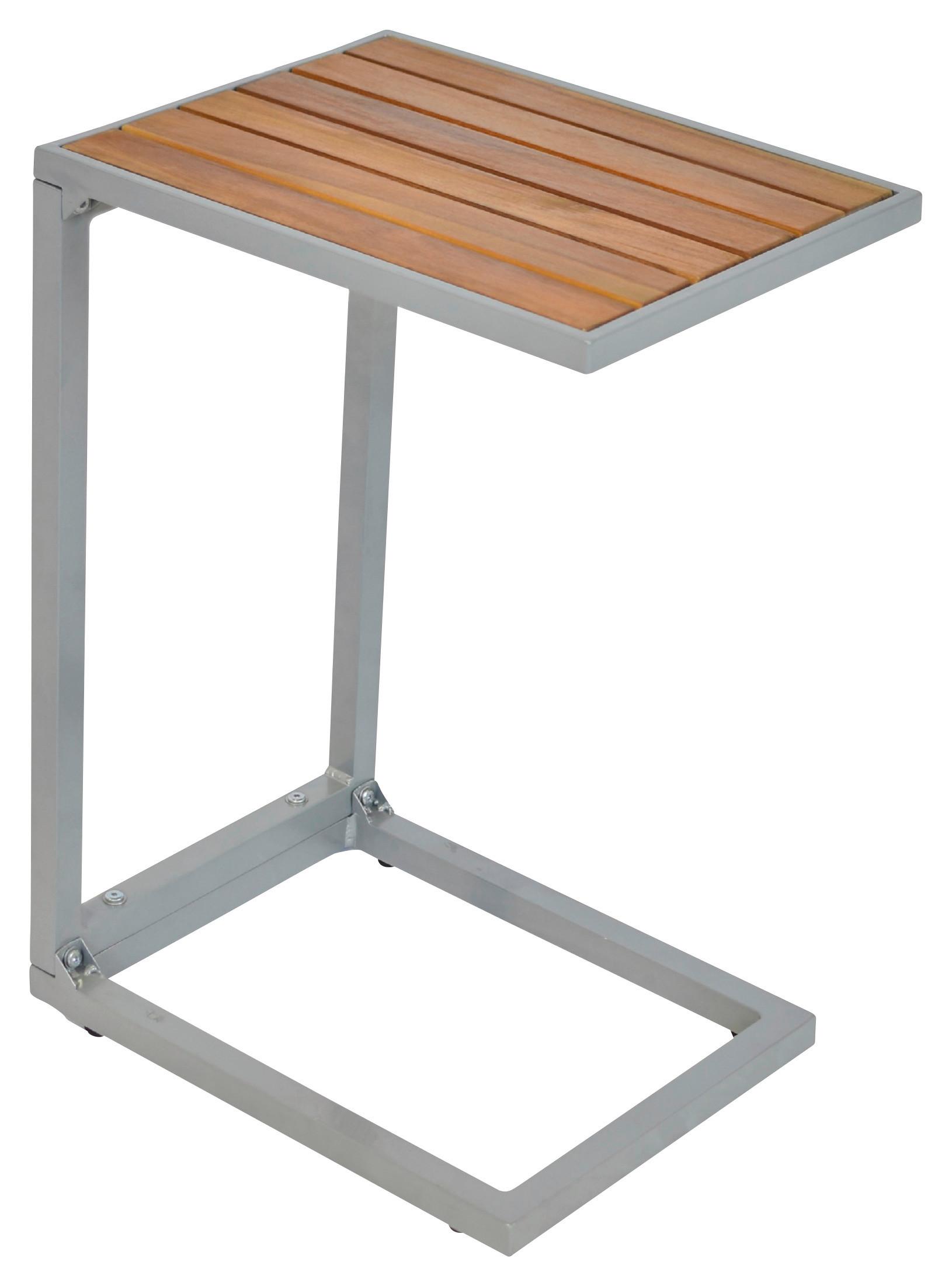 Gartenbeistelltisch Cee - Silberfarben/Naturfarben, MODERN, Holz/Metall (41/32/61cm) - Gardenson