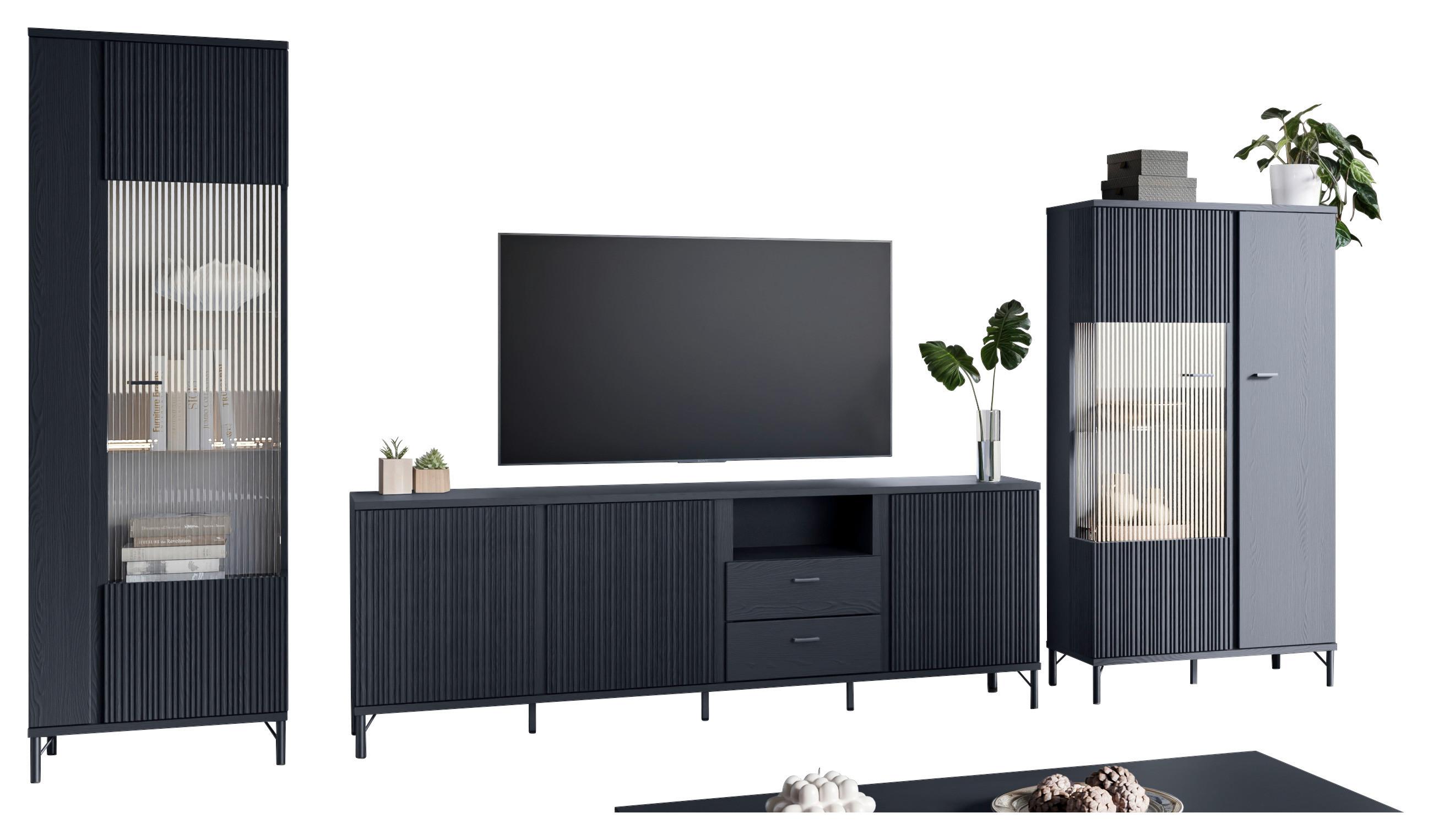 STAPELPROGRAMM Lusaka Schwarz B: 350 cm - Schwarz, Trend, Glas/Holzwerkstoff (350/194/40cm)