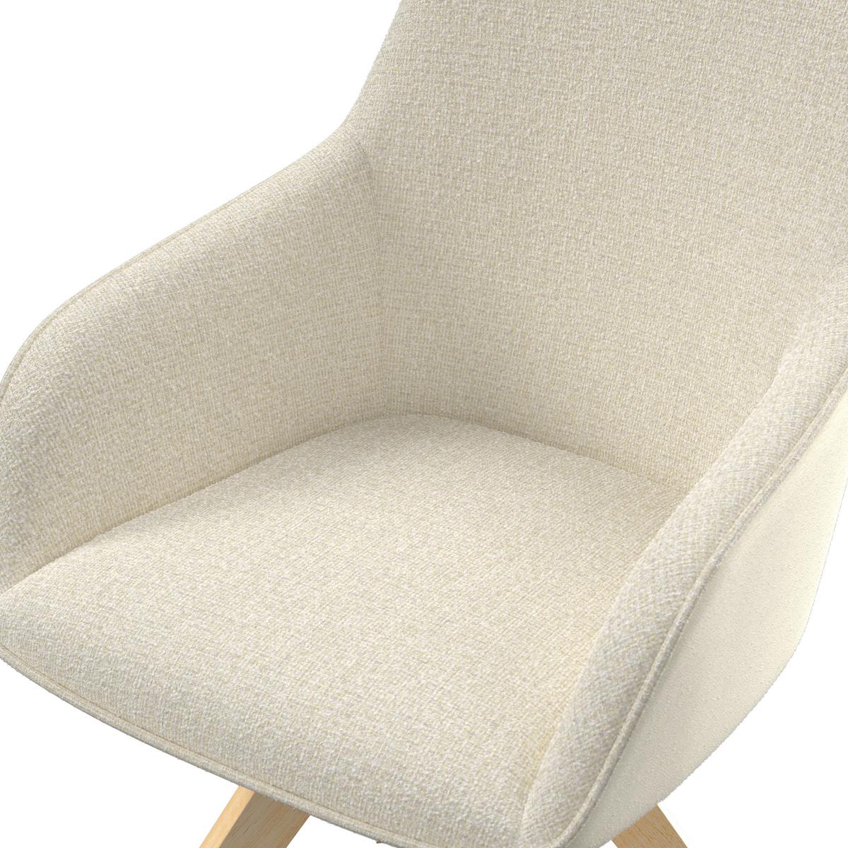 STOLIČKA S PODRÚČKAMI SERENA - krémová/farba duba, Modern, drevo/textil (62/86/65cm) - Bessagi Home