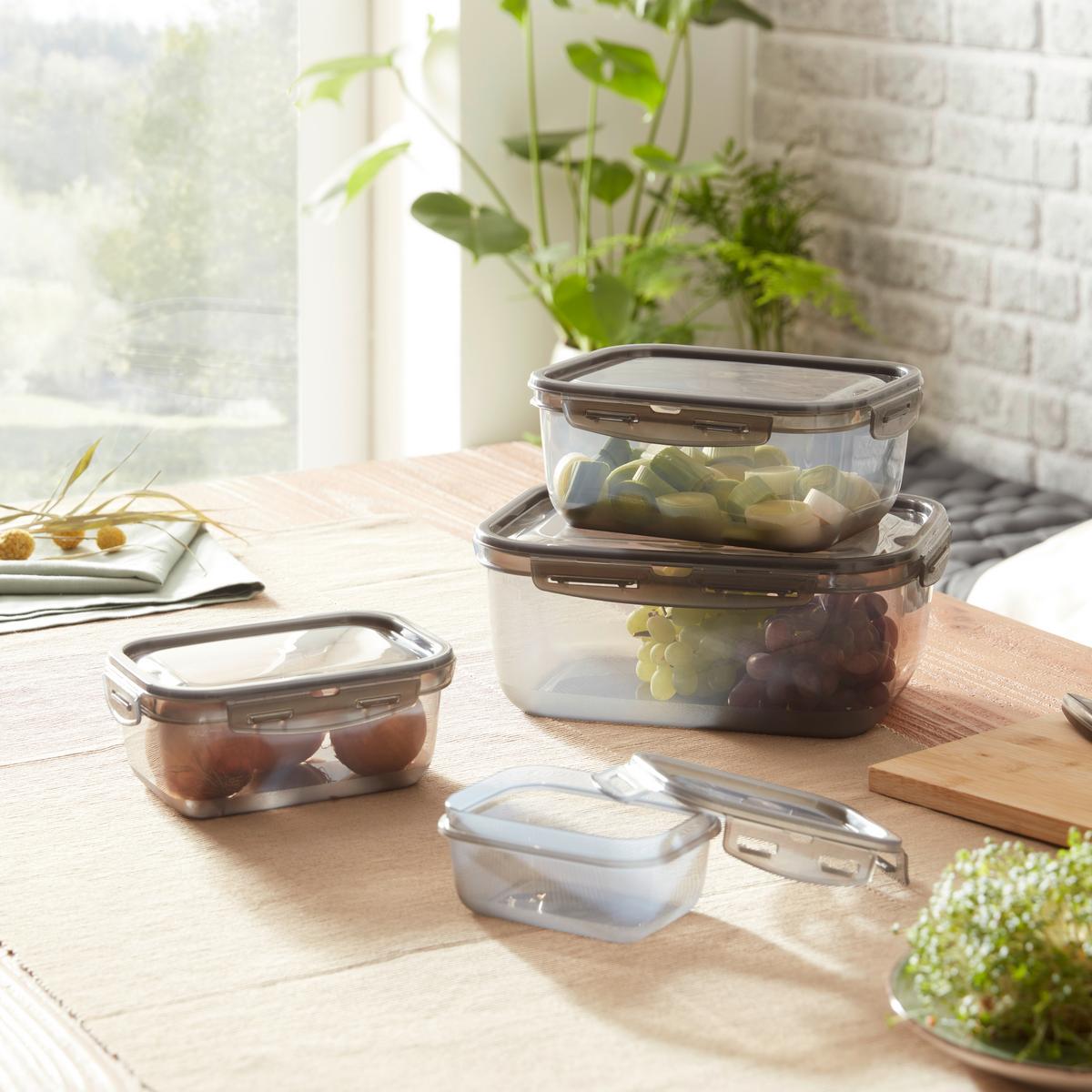Sada dóz na potraviny Blacky, 4-dílná - černá/průhledné, Moderní, plast - Mömax