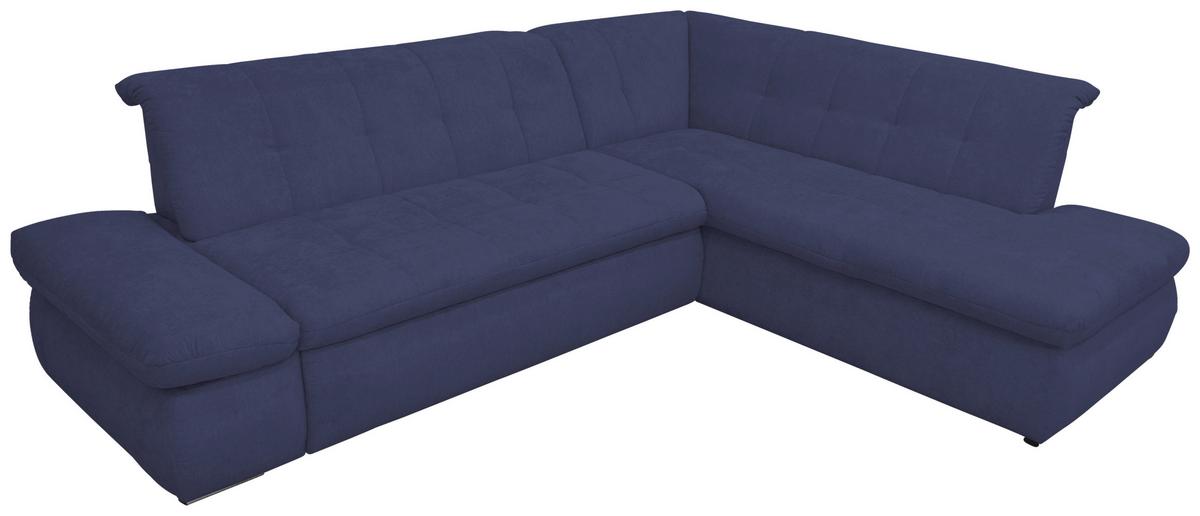 Ecksofa Moric Dunkelblau Mikrofaser - Chromfarben/Dunkelblau, KONVENTIONELL, Textil (273/216cm) - MID.YOU