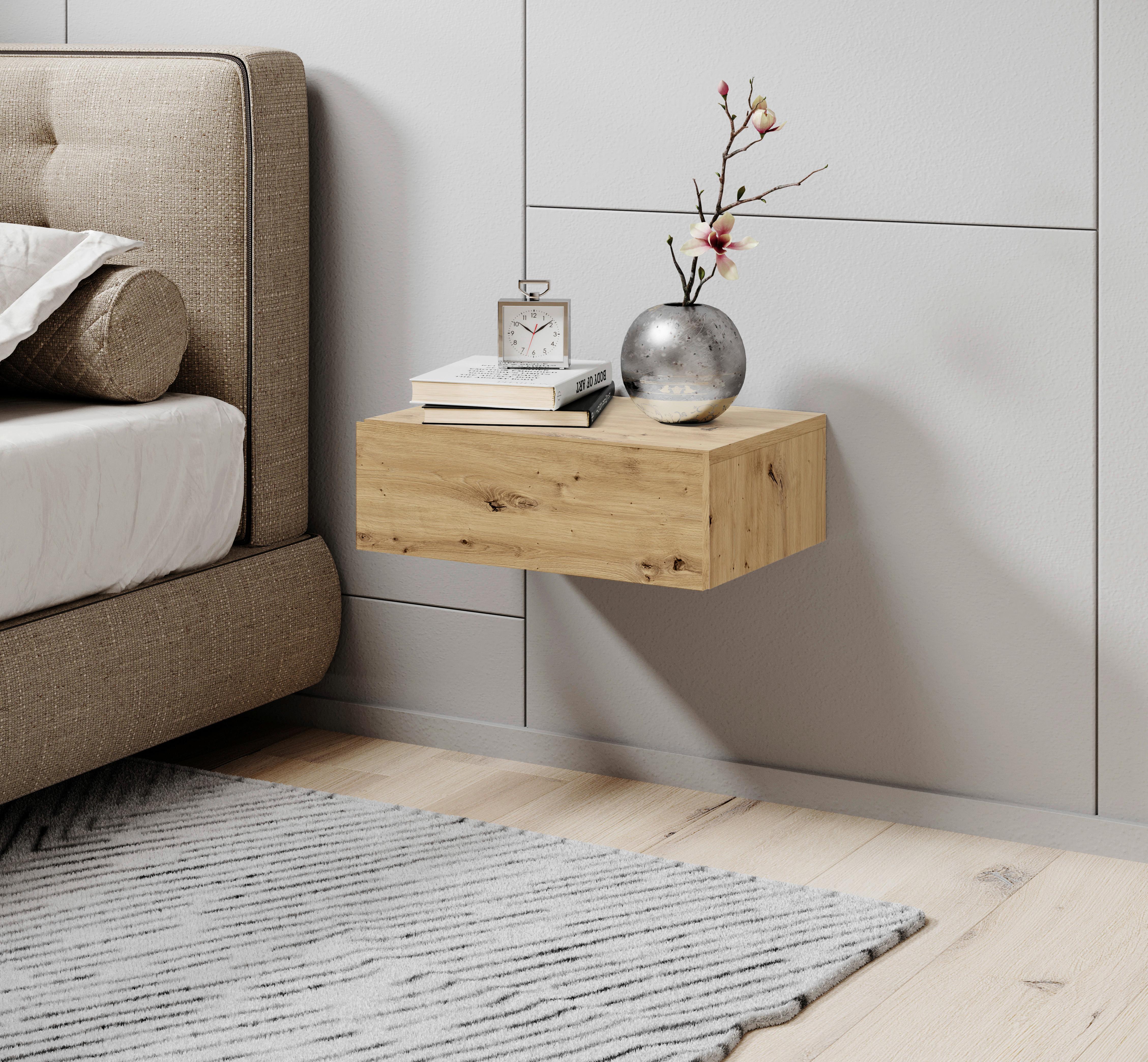 Nachkästchen Eiche Artisan H: 14 cm Tajo - Eiche Artisan, MODERN, Holzwerkstoff (42/14/30cm) - Livetastic