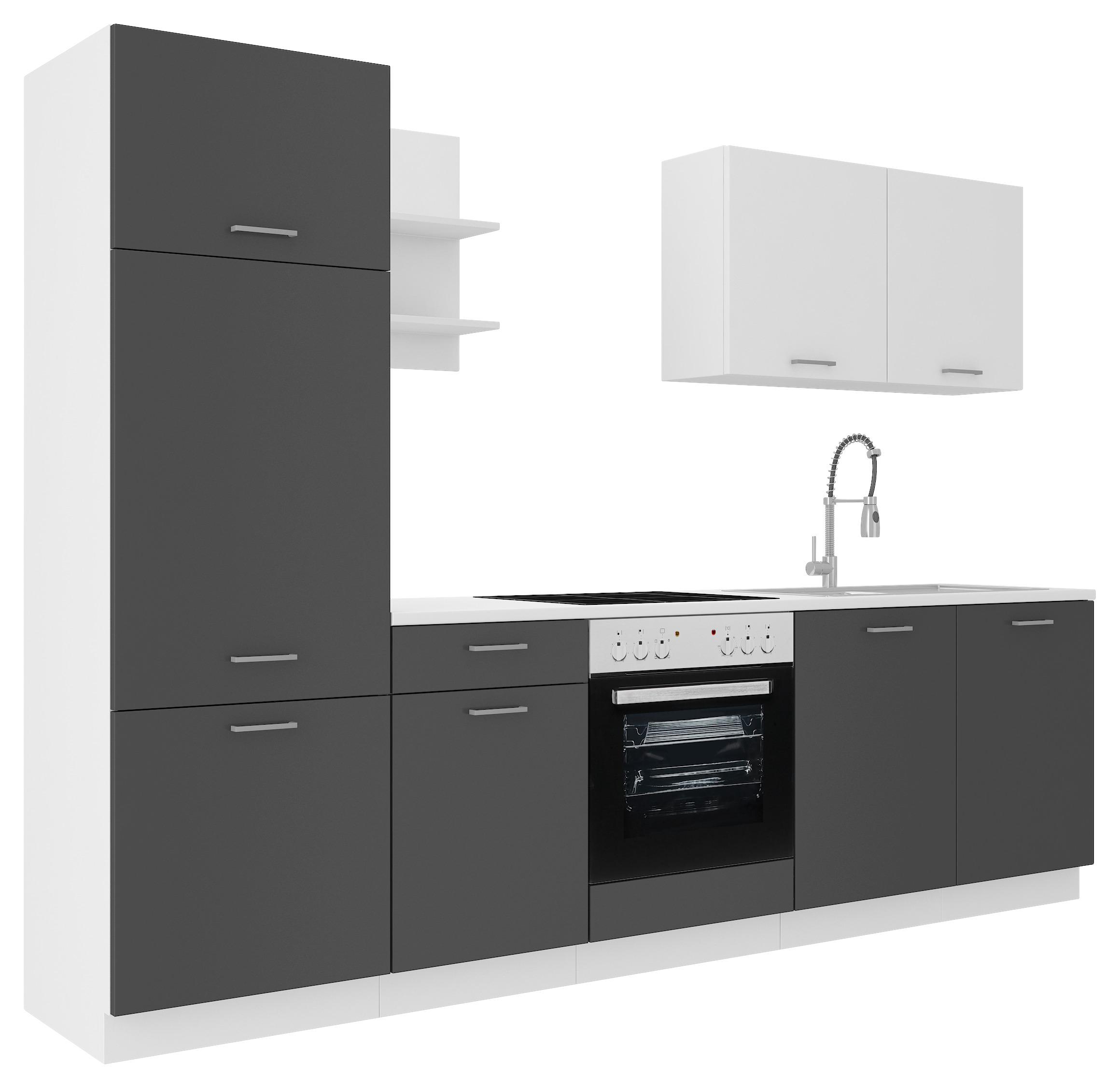 Küchenzeile Promo ohne Geräte 270 cm Grau/Weiß, Modern - Weiß/Grau, KONVENTIONELL, Holzwerkstoff (270cm)