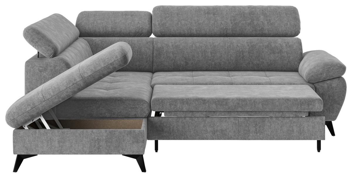 Ecksofa mit Bettkasten Hudson Grau 207x265cm - Dunkelgrau/Schwarz, Textil (207/265cm) - MID.YOU