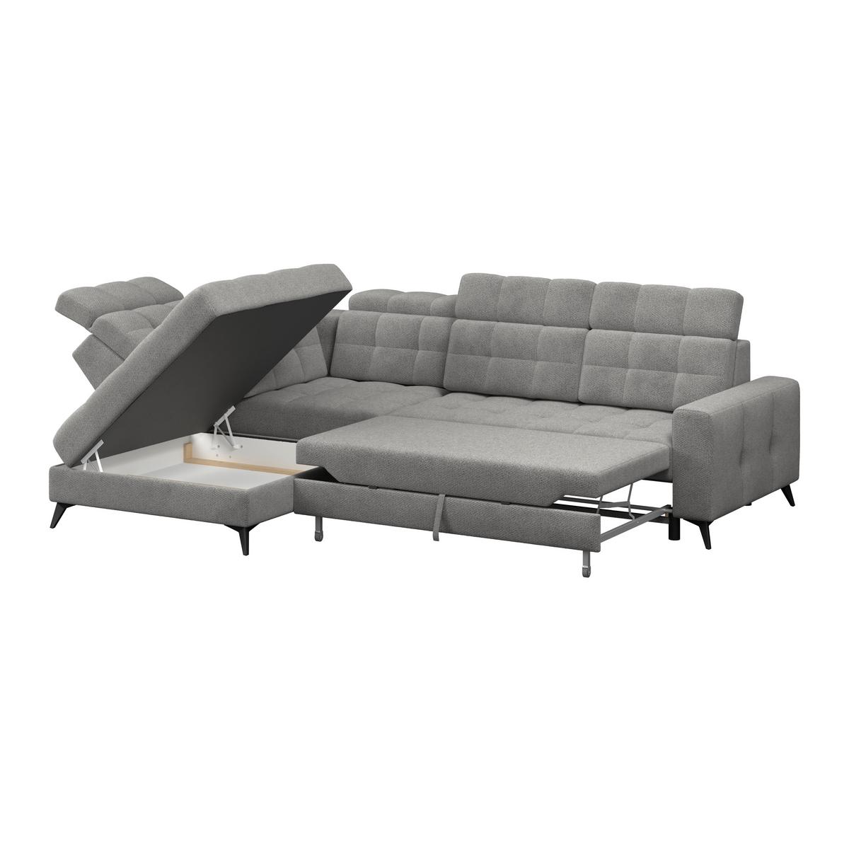 Ecksofa Barletta New Veloaurs Dunkelgrau, 228x289cm - Dunkelgrau/Schwarz, ROMANTIK / LANDHAUS, Textil (228/289cm) - Luca Bessoni