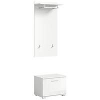 Garderobe Prego Weiß Hochglanz inkl. Zubehör, B: 55 cm - Weiß Hochglanz, Design, Holzwerkstoff (55/191/37cm) - MID.YOU