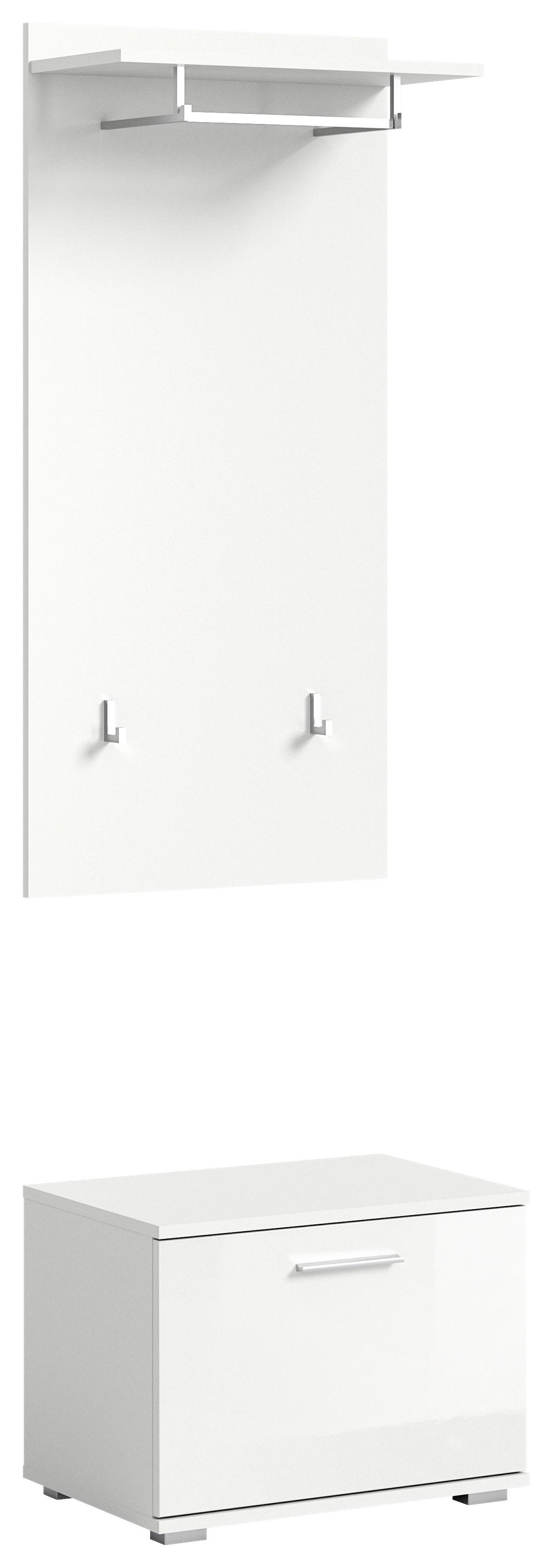 Garderobe Prego Weiß Hochglanz Inkl. Zubehör, B: 55 Cm