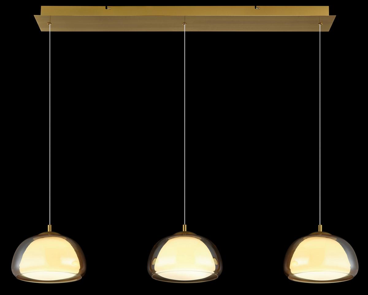 Hängeleuchte Avila 230V ca. 117x25x150 cm - Transparent/Goldfarben, Design, Glas/Kunststoff (117/25/150cm) - Globo
