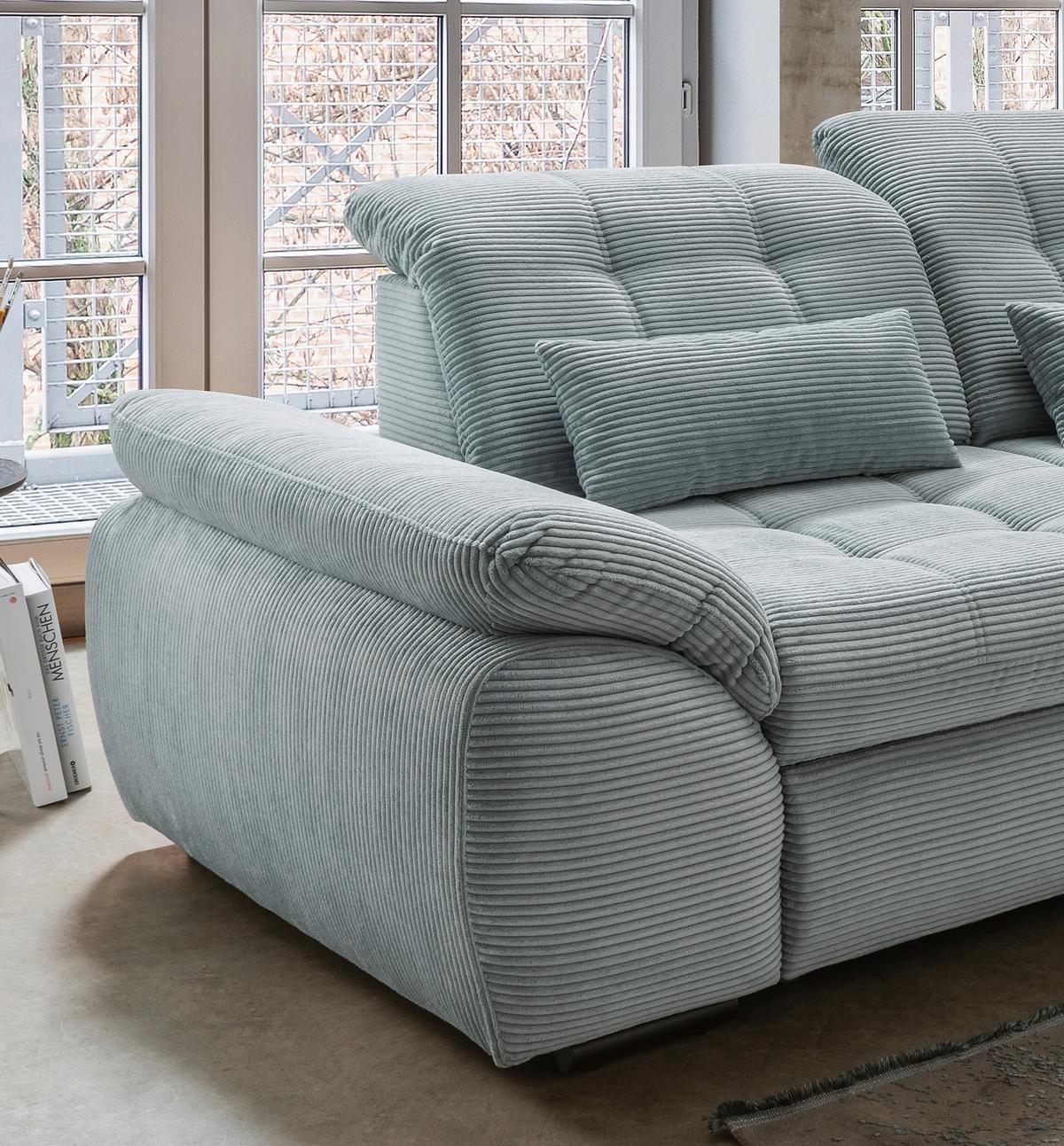 Ecksofa mit Bettkasten Rigatti Hellblau S: 314x184 cm - Schwarz/Hellblau, MODERN, Textil (314/184cm) - Livetastic