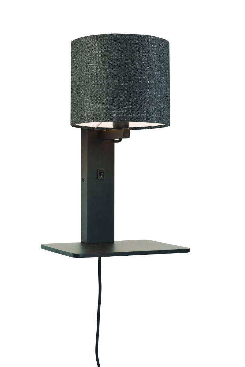Wandleuchte Andes/W1/B/1815/Dg - Dunkelgrau/Schwarz, Trend, Holz/Textil (19/24/36cm) - Good & Mojo