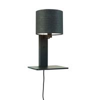 Wandleuchte Andes/W1/B/1815/Dg - Dunkelgrau/Schwarz, Trend, Holz/Textil (19/24/36cm) - Good & Mojo