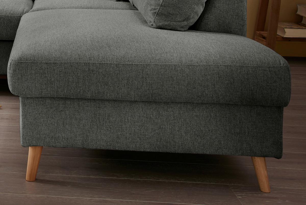 Ecksofa Mit Schlaffunktion Valentina Mit Kissen Anthrazit - Anthrazit/Naturfarben, KONVENTIONELL, Textil (230/200cm) - P & B